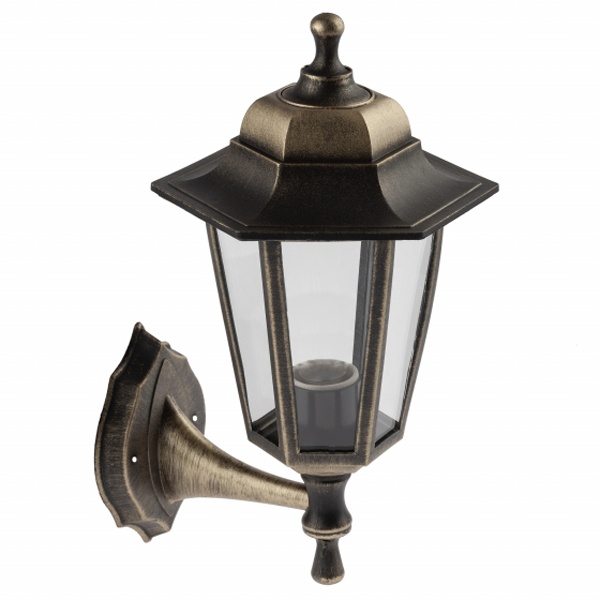 Светильник садово-парковый ЭРА НБУ 06-60-001 Леда1 настенный шестигранный под бронзу Е27