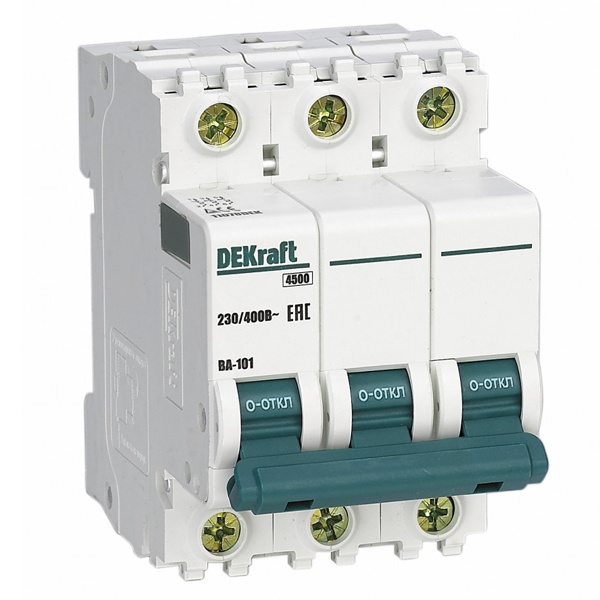 Автоматический выключатель DEKraft ВА-101 5A D 3P 4,5кА (автомат электрический)