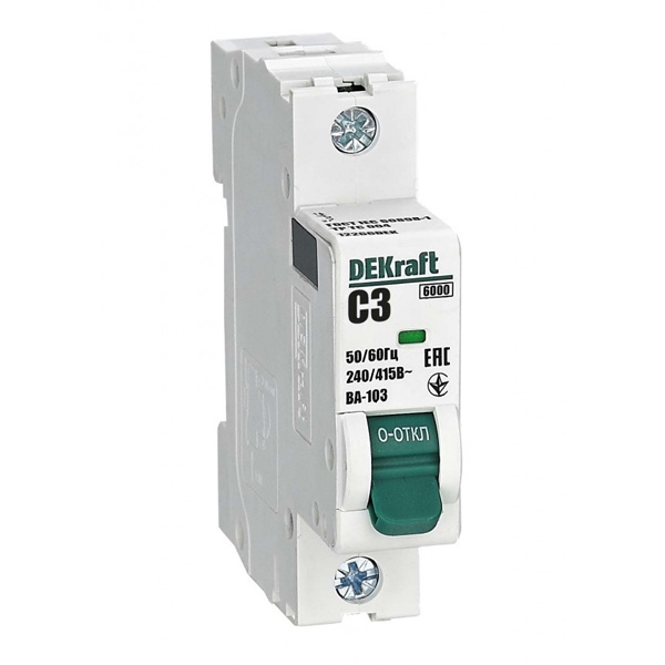 Автоматический выключатель DEKraft ВА-103 3A C 1P 6кА (автомат электрический)