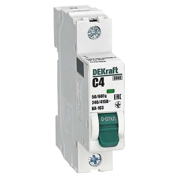 Автоматический выключатель DEKraft ВА-103 4A C 1P 6кА (автомат электрический)