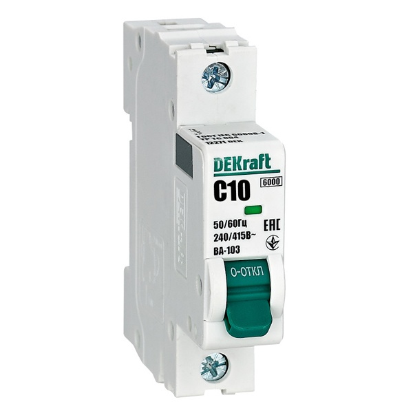 Автоматический выключатель DEKraft ВА-103 10A C 1P 6кА (автомат электрический)