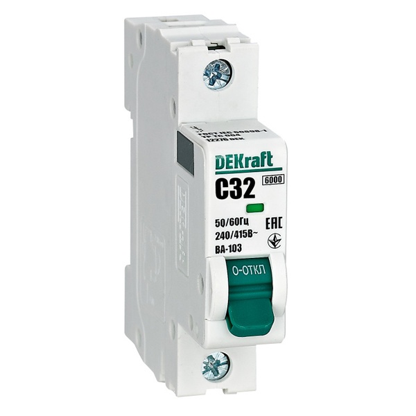 Автоматический выключатель DEKraft ВА-103 32A C 1P 6кА (автомат электрический)