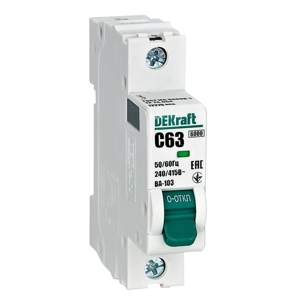Автоматический выключатель DEKraft ВА-103 63A C 1P 6кА (автомат электрический)