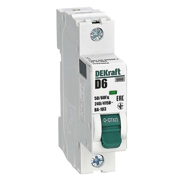 Автоматический выключатель DEKraft ВА-103 6A D 1P 6кА (автомат электрический)