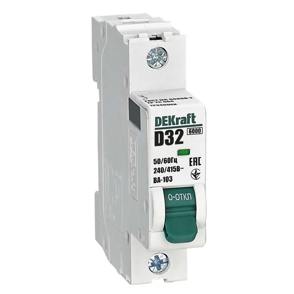 Автоматический выключатель DEKraft ВА-103 32A D 1P 6кА (автомат электрический)
