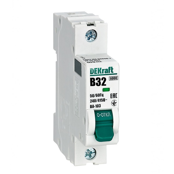 Автоматический выключатель DEKraft ВА-103 32A B 1P 6кА (автомат электрический)