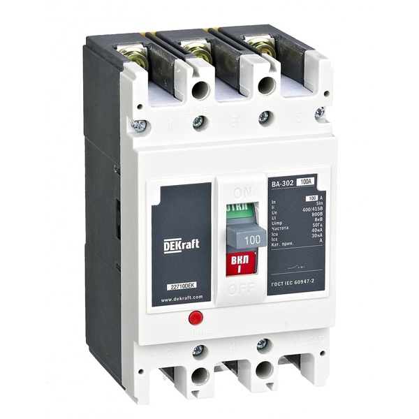 Автоматический выключатель DEKraft ВА-302L силовой 3P 50А 25кА 5In (автомат электрический)