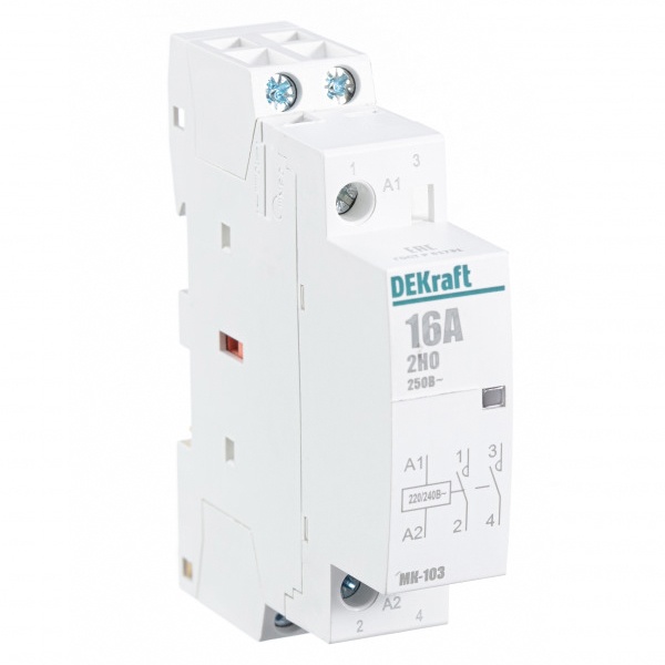 Контактор модульный DEKraft МК-103 2НО 16А катушка 230В