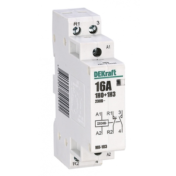 Контактор модульный DEKraft МК-103 1НО+1НЗ 16А катушка 230В