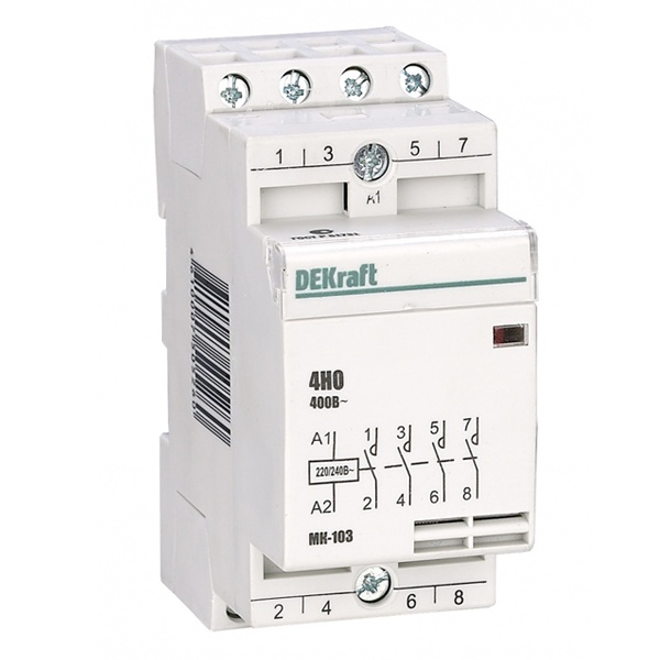 Контактор модульный DEKraft МК-103 4НО 16А катушка 230В