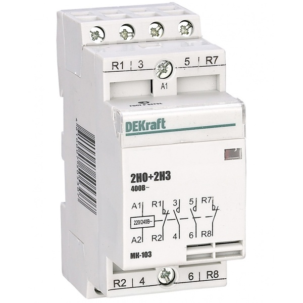 Контактор модульный DEKraft МК-103 2НО+2НЗ 16А катушка 230В