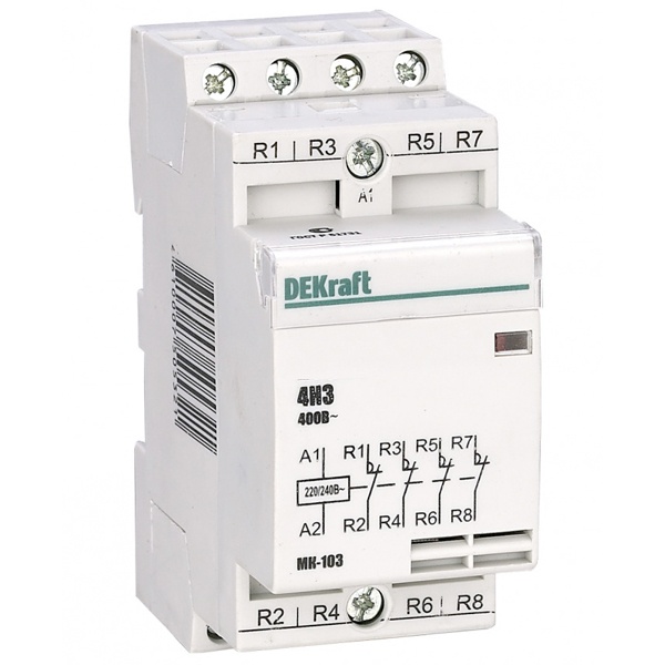 Контактор модульный DEKraft МК-103 4НЗ 16А катушка 230В