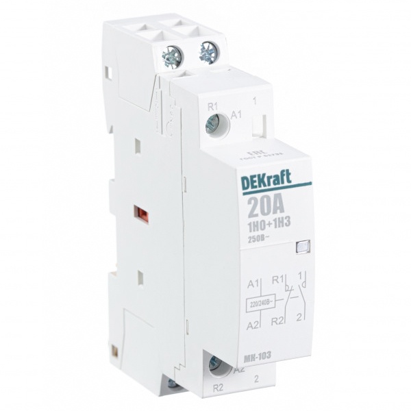Контактор модульный DEKraft МК-103 1НО+1НЗ 20А катушка 230В
