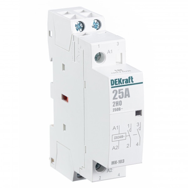 Контактор модульный DEKraft МК-103 2НО 25А катушка 230В