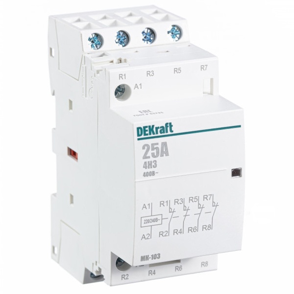Контактор модульный DEKraft МК-103 4НЗ 25А катушка 230В