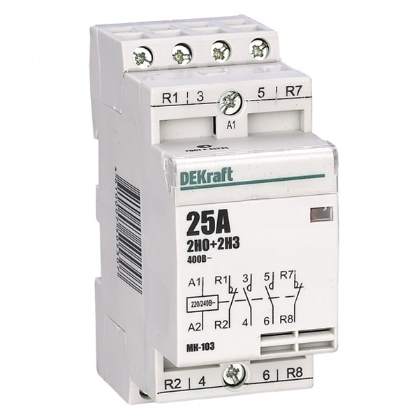 Контактор модульный DEKraft МК-103 2НО+2НЗ 32А катушка 230В