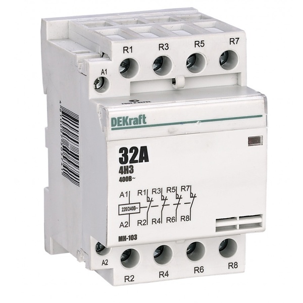 Контактор модульный DEKraft МК-103 4НЗ 32А катушка 230В