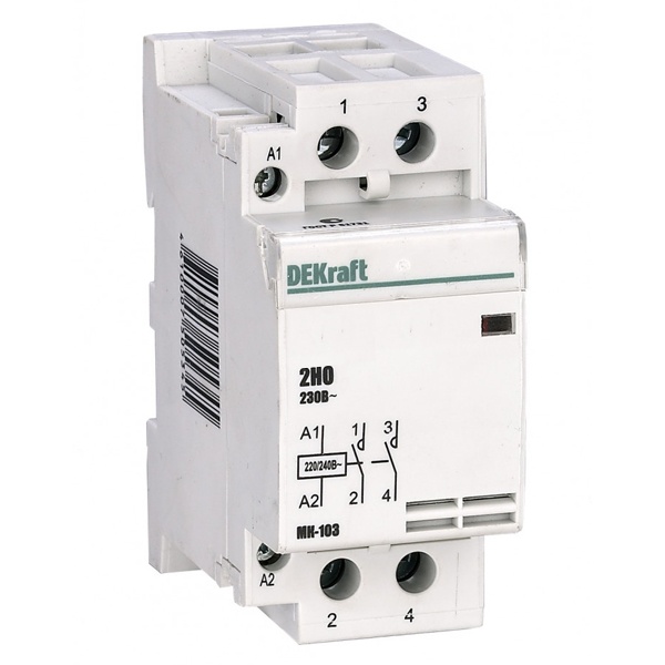 Контактор модульный DEKraft МК-103 2НО 40А катушка 230В