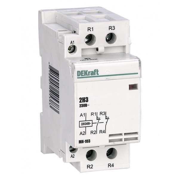 Контактор модульный DEKraft МК-103 2НЗ 40А катушка 230В