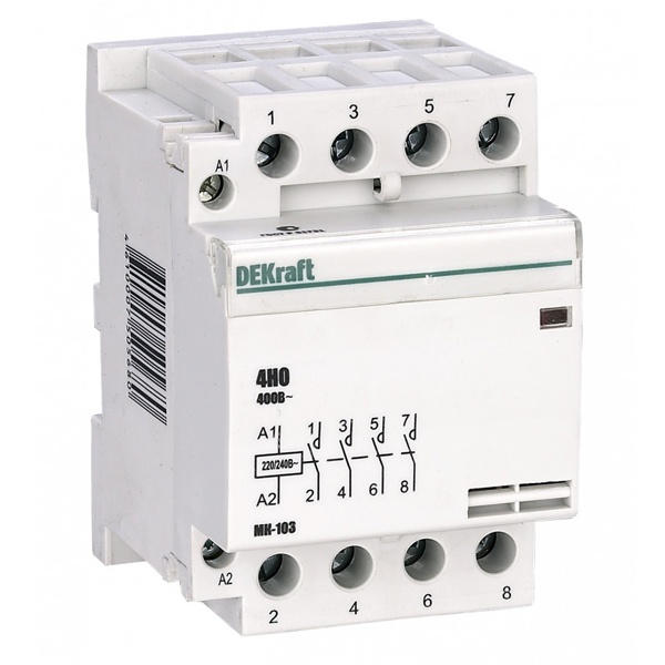 Контактор модульный DEKraft МК-103 4НО 40А катушка 230В