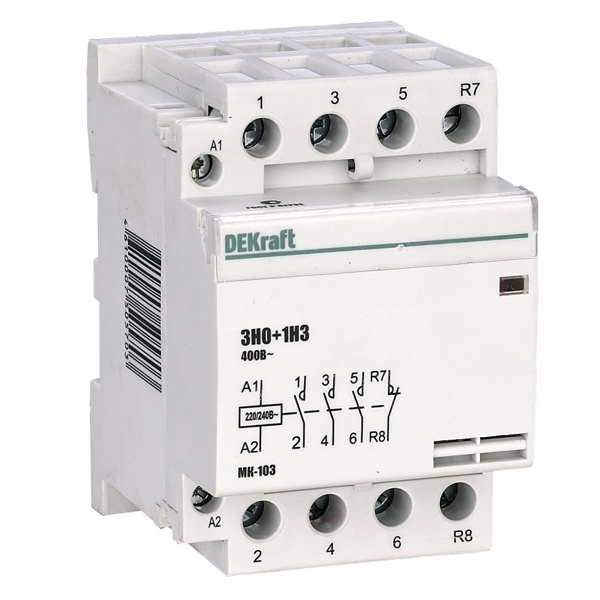 Контактор модульный DEKraft МК-103 3НО+1НЗ 40А катушка 230В