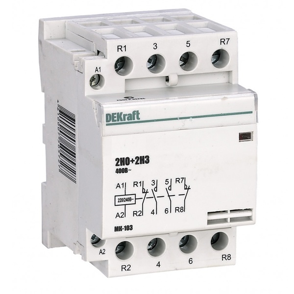 Контактор модульный DEKraft МК-103 2НО+2НЗ 40А катушка 230В