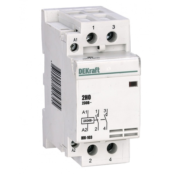 Контактор модульный DEKraft МК-103 2НО 63А катушка 230В