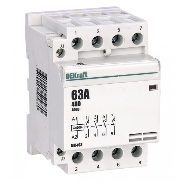 Контактор модульный DEKraft МК-103 4НО 63А катушка 230В