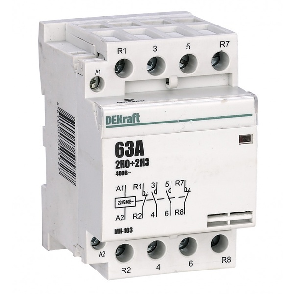 Контактор модульный DEKraft МК-103 2НО+2НЗ 63А катушка 230В