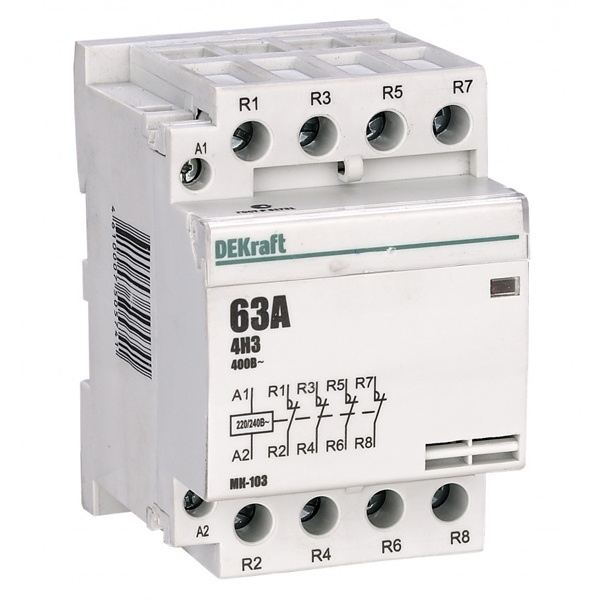 Контактор модульный DEKraft МК-103 4НЗ 63А катушка 230В