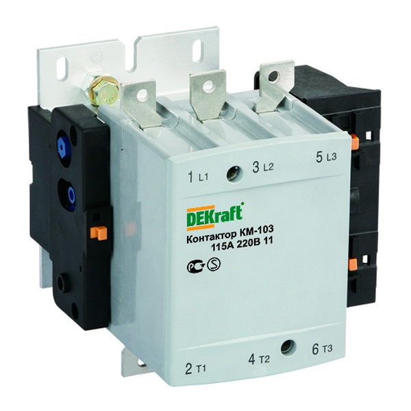 Контактор силовой DEKraft КМ-103 3P 1НО+1НЗ 115А AC катушка 220В