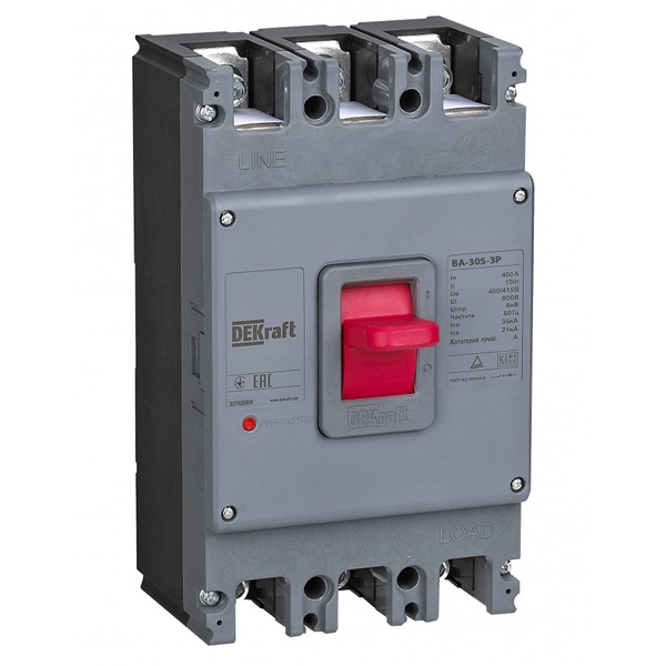 Автоматический выключатель DEKraft ВА-305 силовой 3P 250А 35кА 10In (автомат электрический)