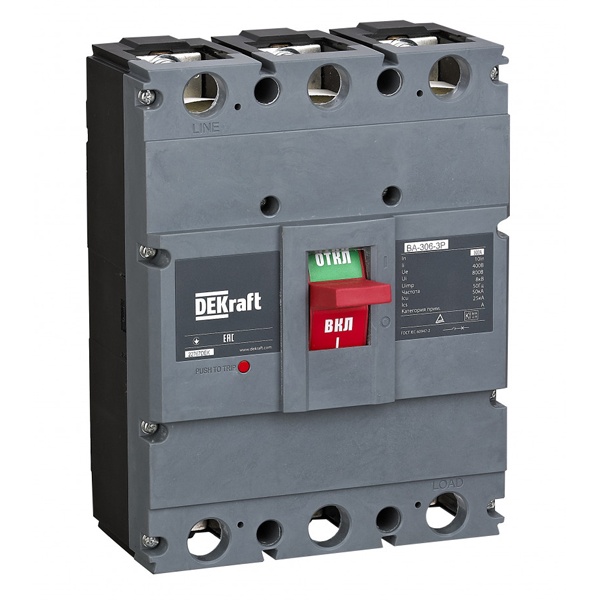 Автоматический выключатель DEKraft ВА-306 силовой 3P 800А 50кА 10In (автомат электрический)