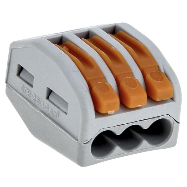 Клемма строительно-монтажная EKF PROxima 3 х (0,08-2,5) СМК 222-413 с рычагом [уп. 100шт]