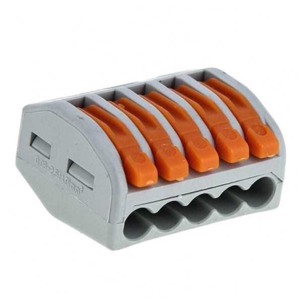 Клемма строительно-монтажная EKF PROxima 5 х (0,08-2,5) СМК 222-415 с рычагом [уп. 100шт]