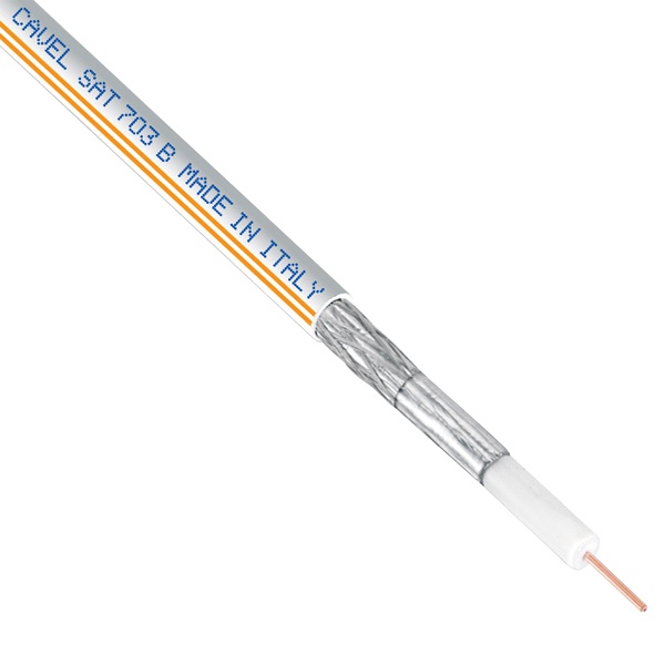 Кабель коаксиальный Cavel SAT 703 B ARC телевизионный медный 75 Ом оранжевая полоса [бухта 100м]