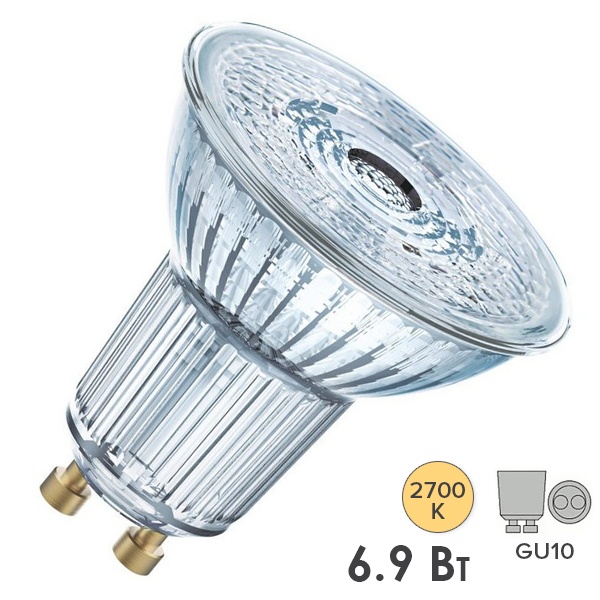 Лампа светодиодная Osram LED PAR16 6,9W/827 (80W) 2700K 230V GU10 60° 575lm теплый свет
