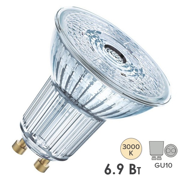 Лампа светодиодная Osram LED PAR16 6,9W/830 (80W) 3000K 230V GU10 36° тепло-белый свет