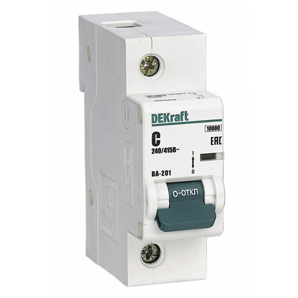 Автоматический выключатель DEKraft ВА-201 63A C 1P 10кА (автомат электрический)