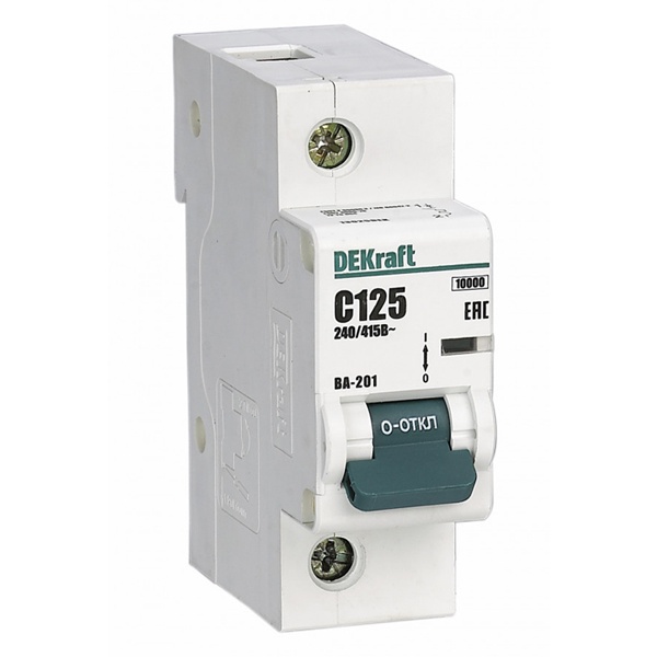 Автоматический выключатель DEKraft ВА-201 125A C 1P 10кА (автомат электрический)