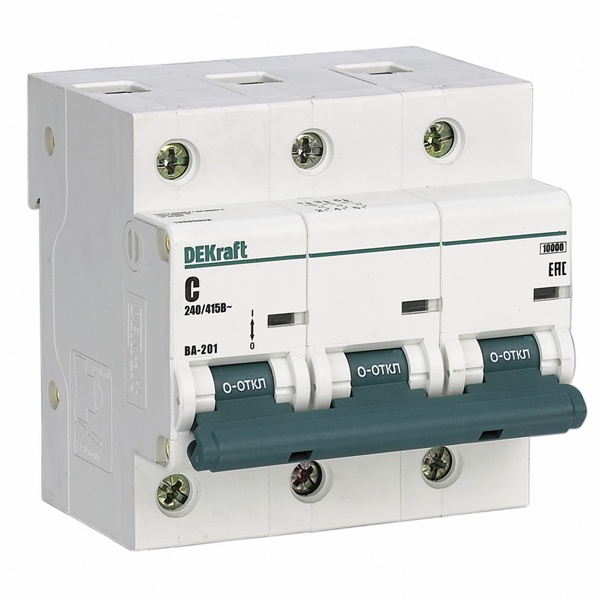 Автоматический выключатель DEKraft ВА-201 80A C 3P 10кА (автомат электрический)