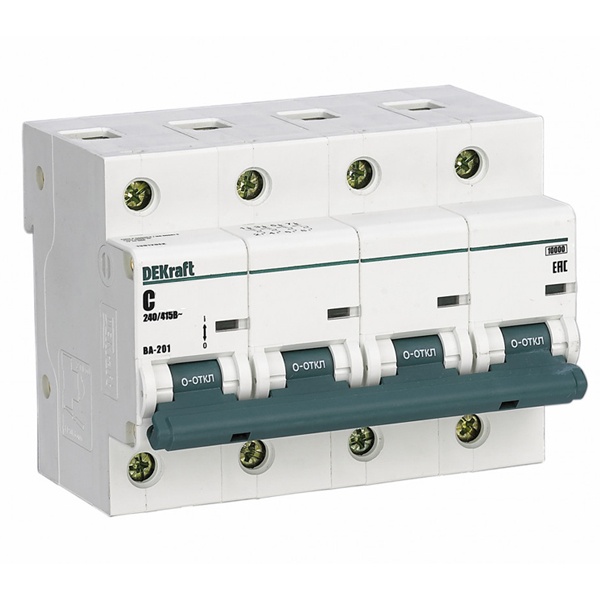 Автоматический выключатель DEKraft ВА-201 63A C 4P 10кА (автомат электрический)