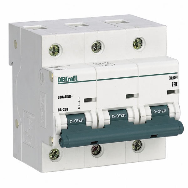 Автоматический выключатель DEKraft ВА-201 100A D 3P 10кА (автомат электрический)