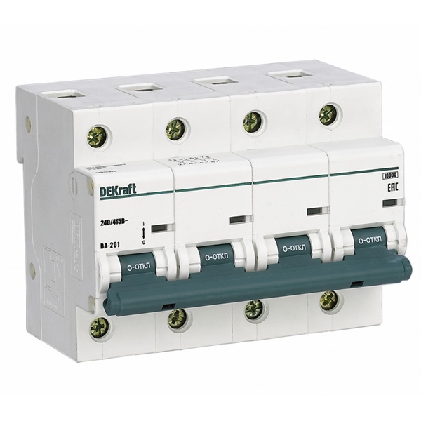 Автоматический выключатель DEKraft ВА-201 80A D 4P 10кА (автомат электрический)