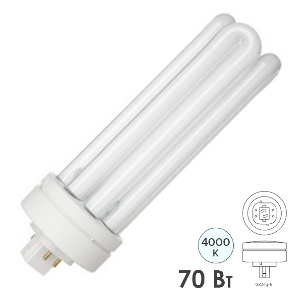 Лампа компактная люминесцентная Tungsram QBX T4 F 70W 840 4P 4000K GX24q-6 холодно-белая