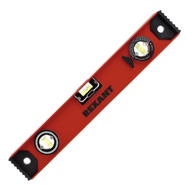 Уровень алюминиевый Rexant Рельс, 400 мм, 3 глазка (1 поворотный)