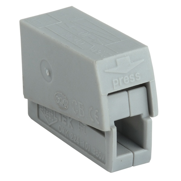 Клемма строительно-монтажная ИЭК СМК 224-101 (1 х 2,5 мм) серая [уп. 70шт]