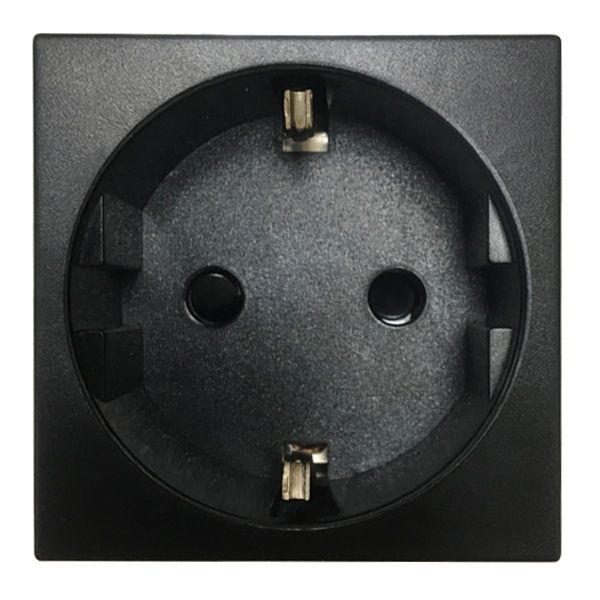 Розетка Donel 2К+З винтовой зажим со шторками 45х45мм черный