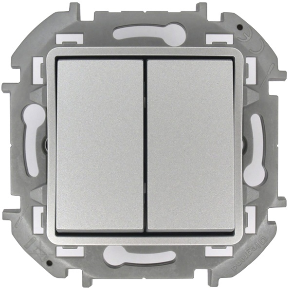 Переключатель двухклавишный Legrand Inspiria алюминий