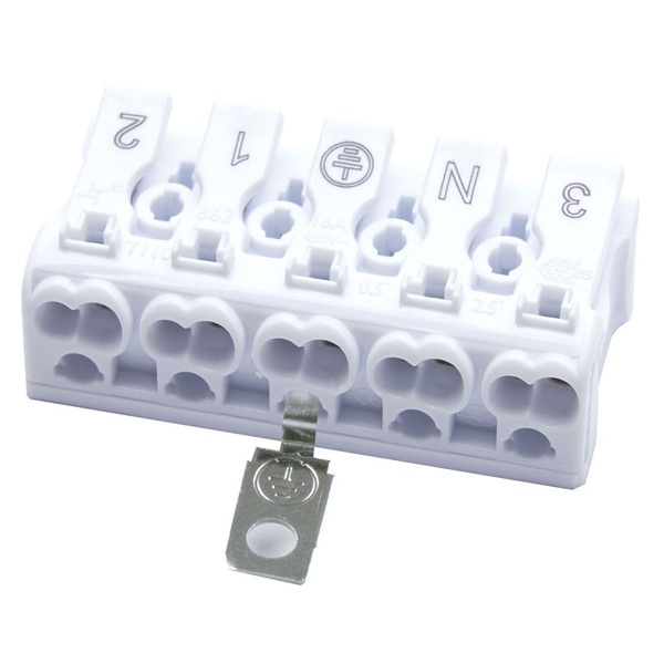 Клемма монтажная Stekker 5 х (0,5-2,5) с/з для фазных проводников LD294-5105